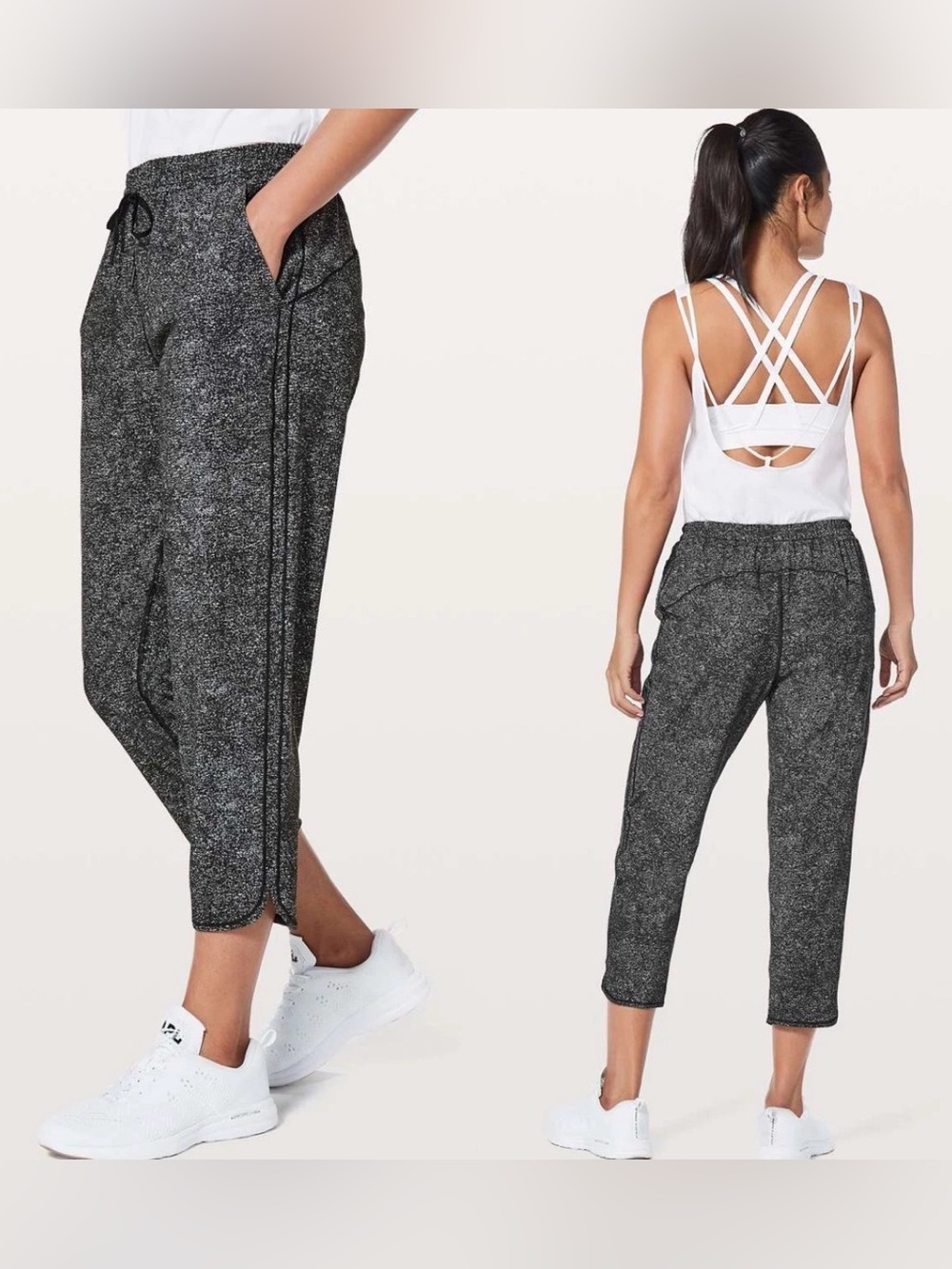 Lululemon Keep It Classic Crop Pants 6 Black Heather Athleisure Yoga Lounge L11